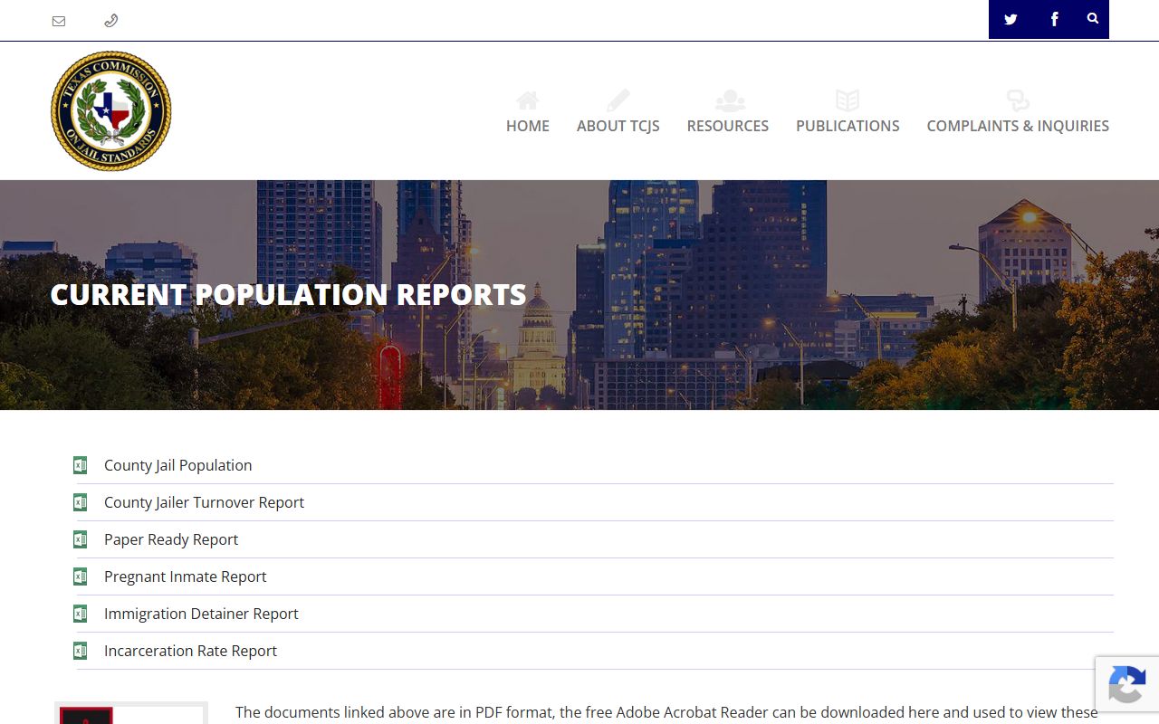 Sabine County inmate population TCJS population reports page